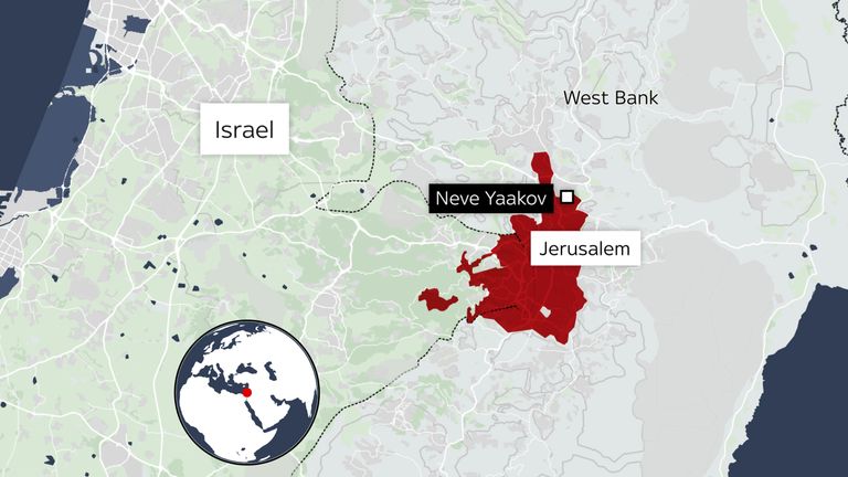 A map of Neve Yaakov, where the shooting took place