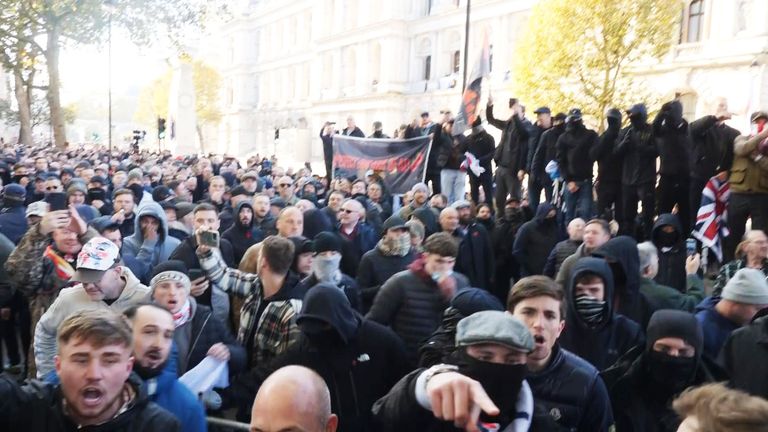 Far-right counter protesters in Central London